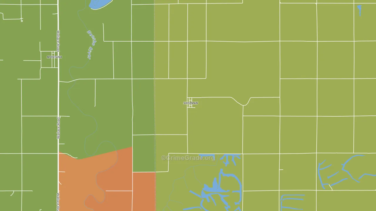 Sherman, KS Map of Burglary Rates