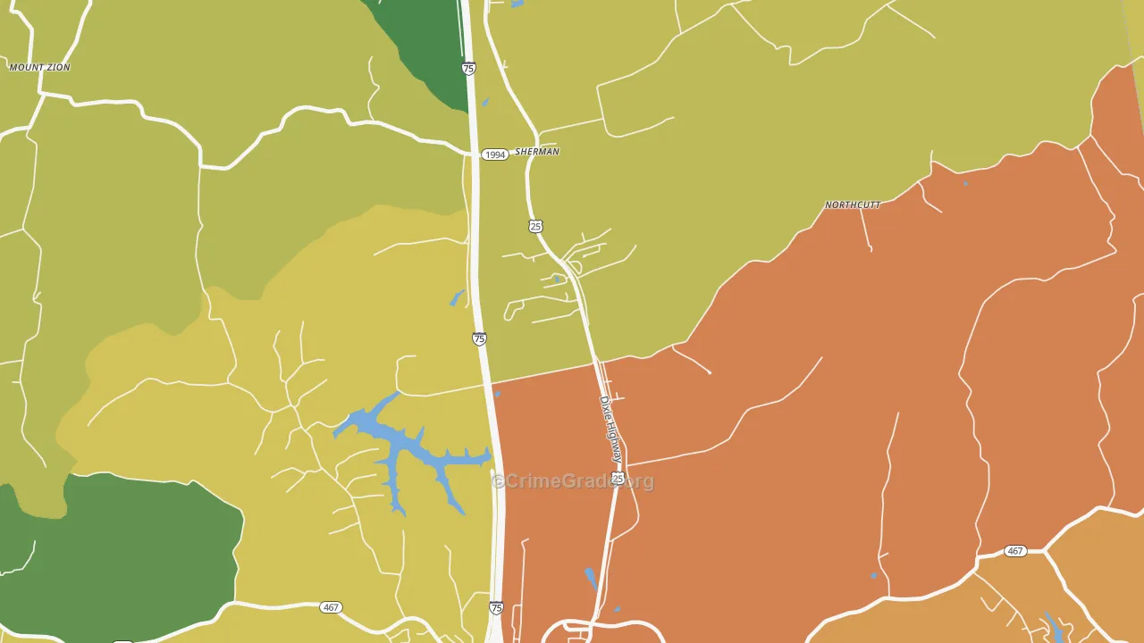 Sherman, KY Map of Burglary Rates