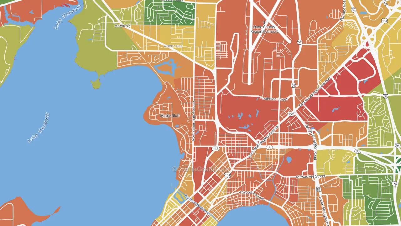 Sherman, Madison, WI Map of Burglary Rates