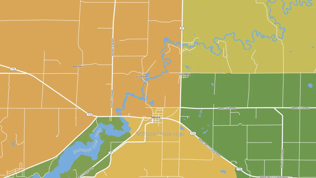 Sherman, MI Map of Burglary Rates