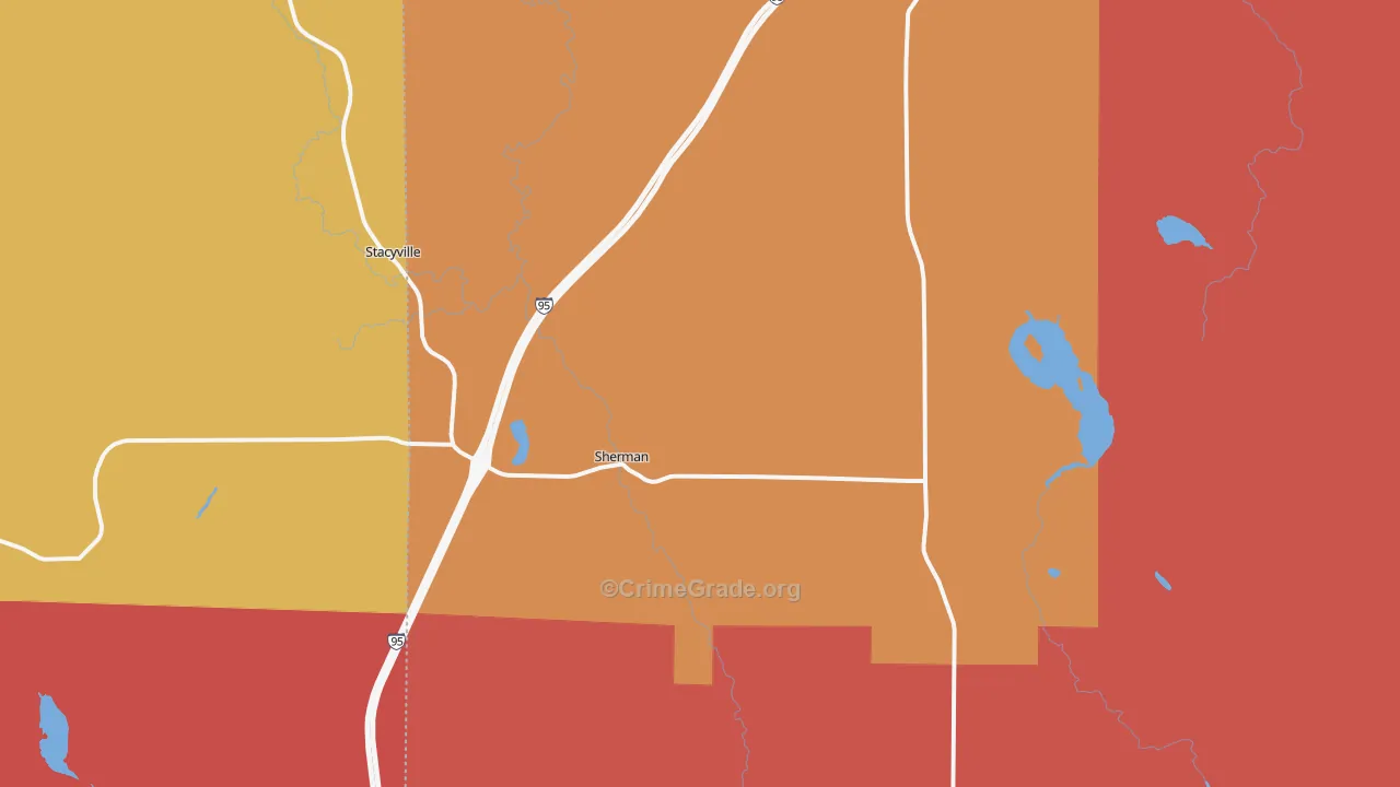 Sherman Mills, ME Map of Burglary Rates