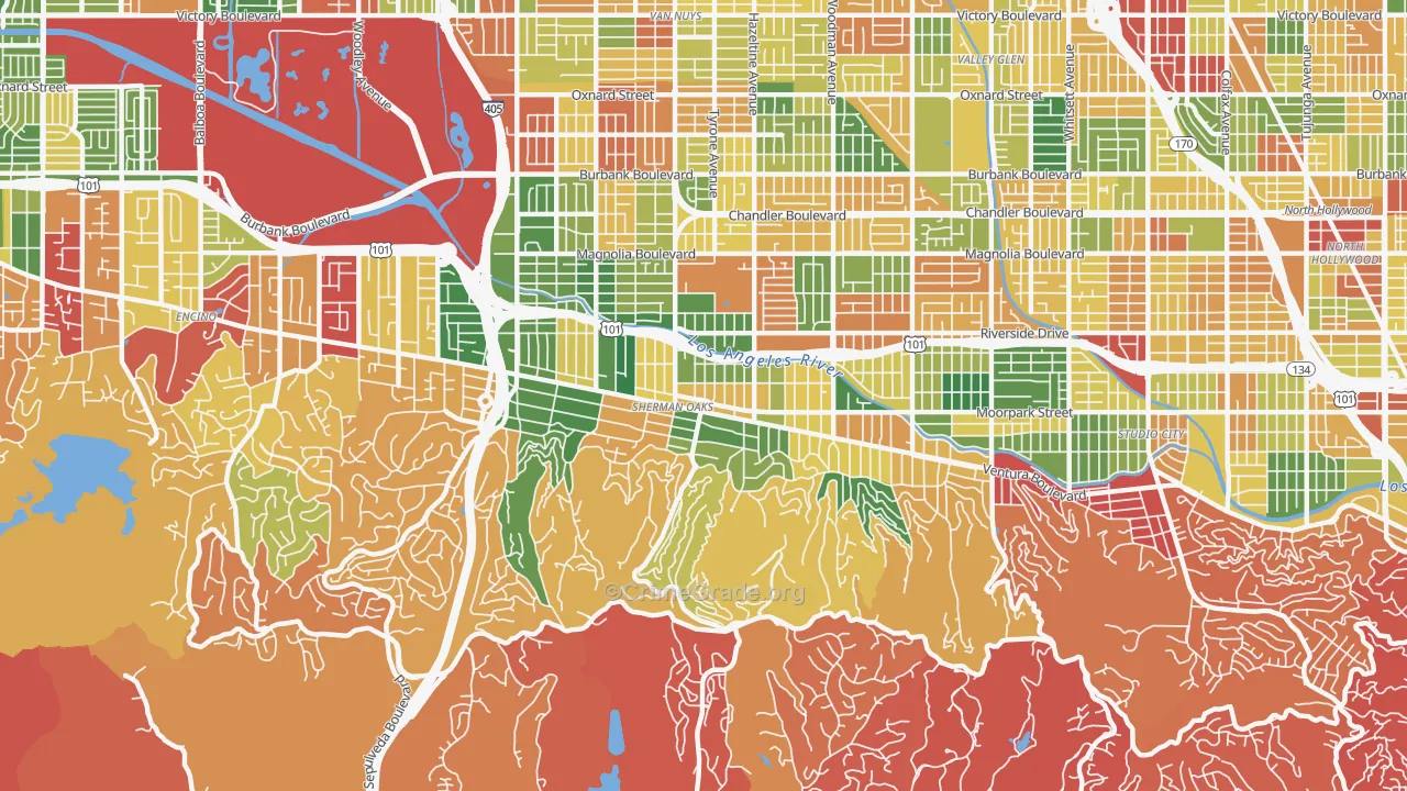Sherman Oaks, CA Map of Burglary Rates