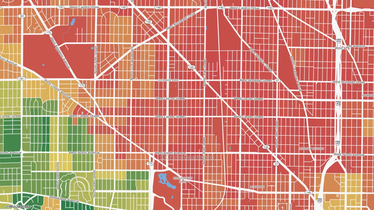 Sherman Park, Milwaukee, WI Map of Burglary Rates