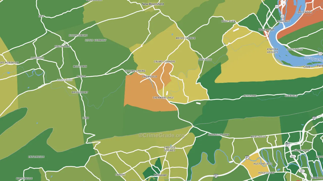 Shermans Dale, PA Map of Burglary Rates