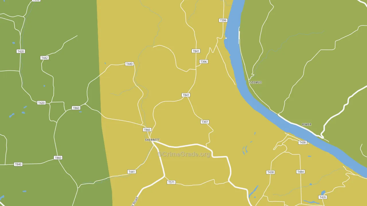 Sherrett, PA Map of Burglary Rates