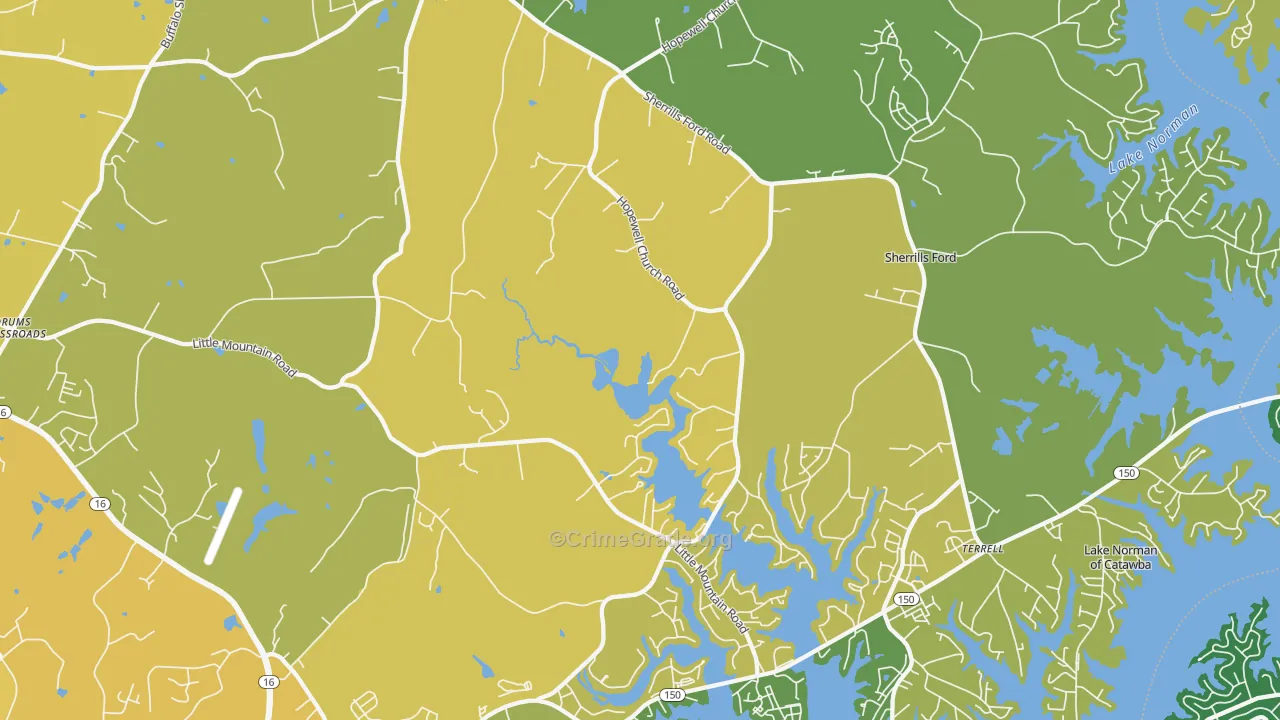 Sherrills Ford, NC Map of Burglary Rates