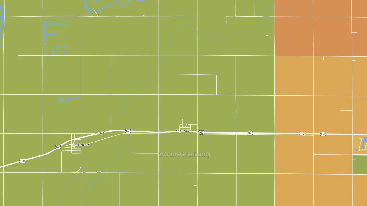 Sherwin, KS Map of Burglary Rates