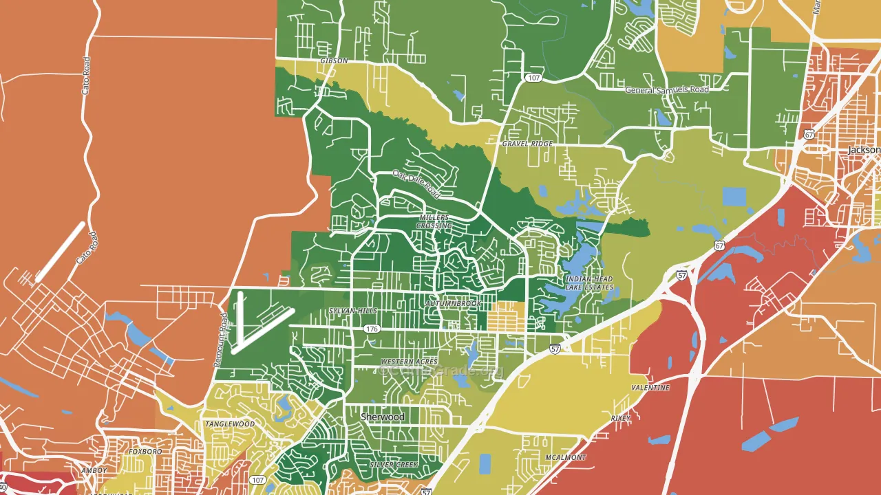Sherwood, AR Map of Burglary Rates