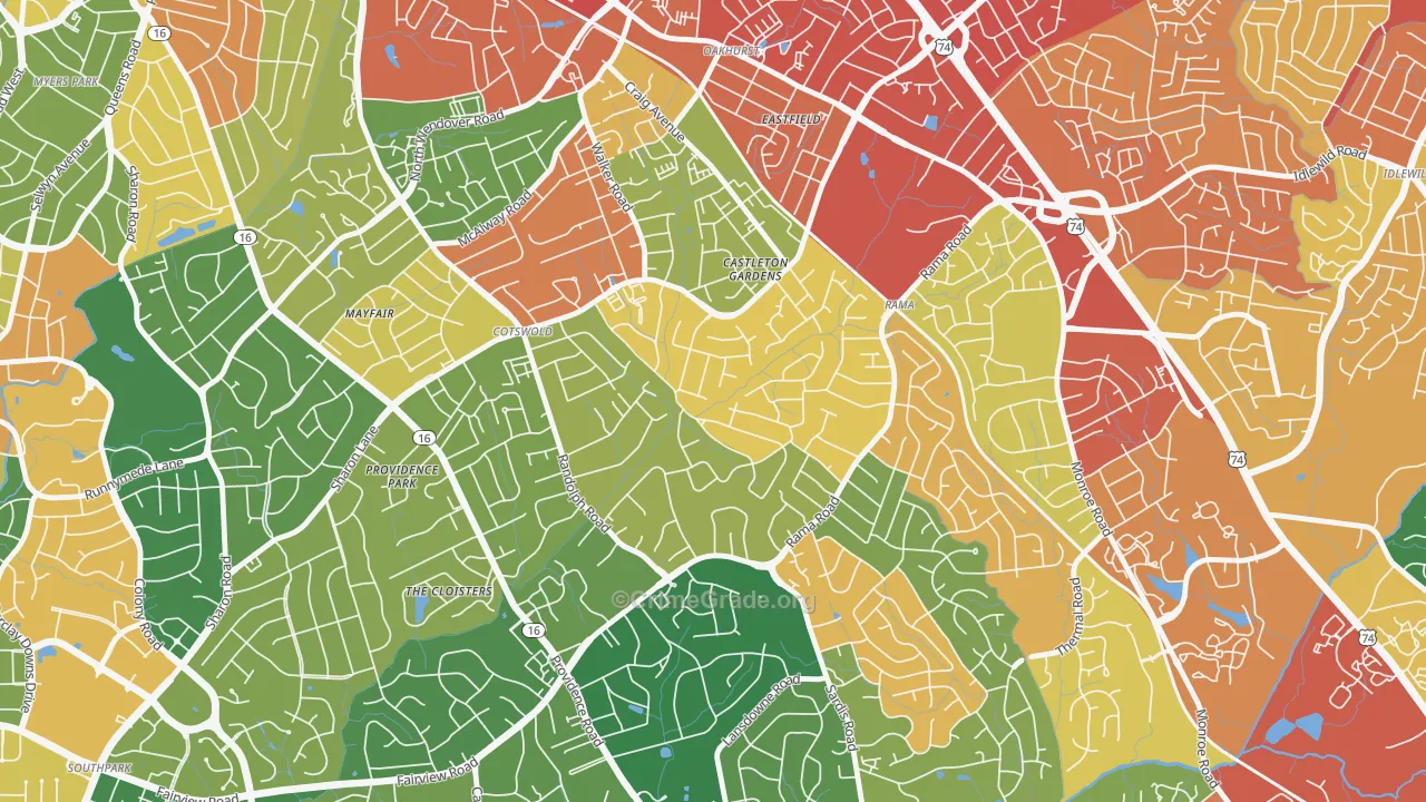 Sherwood Forest, Charlotte, NC Map of Burglary Rates