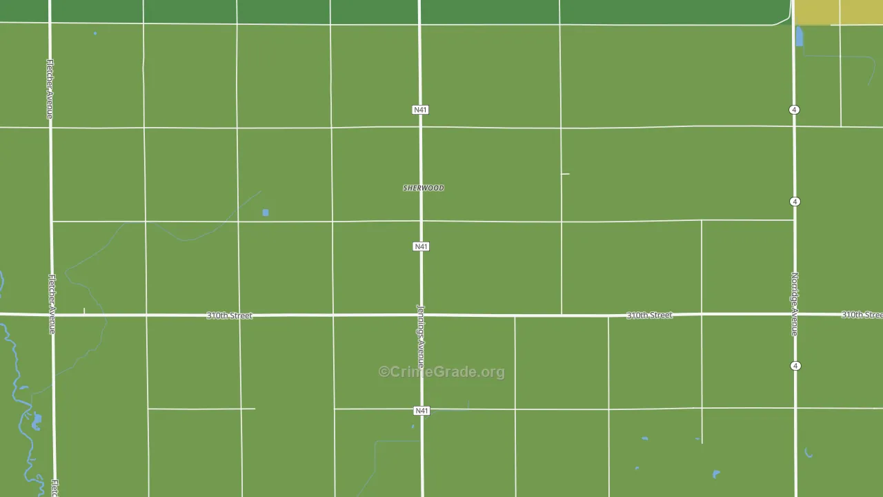 Sherwood, IA Map of Burglary Rates