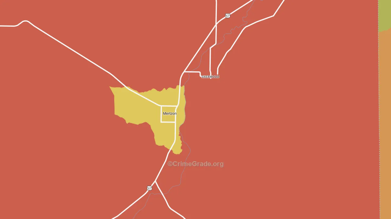 Sherwood, TX Map of Burglary Rates