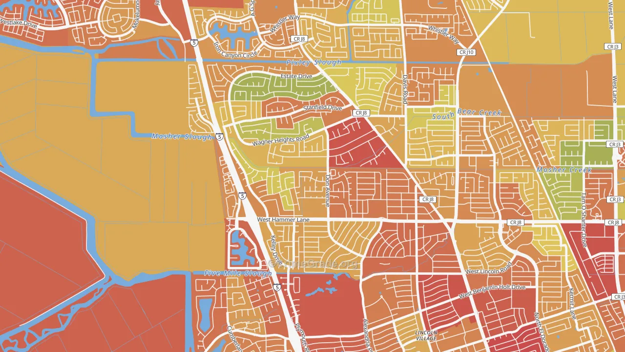 Sherwoods Manor, Stockton, CA Map of Burglary Rates
