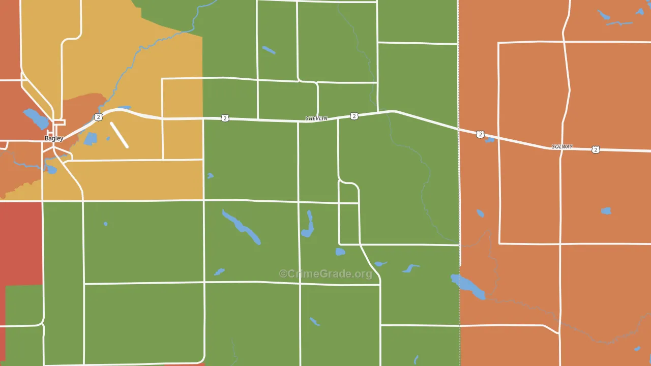 Shevlin, MN Map of Burglary Rates
