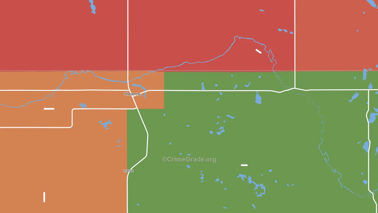 Sheyenne, ND Map of Burglary Rates
