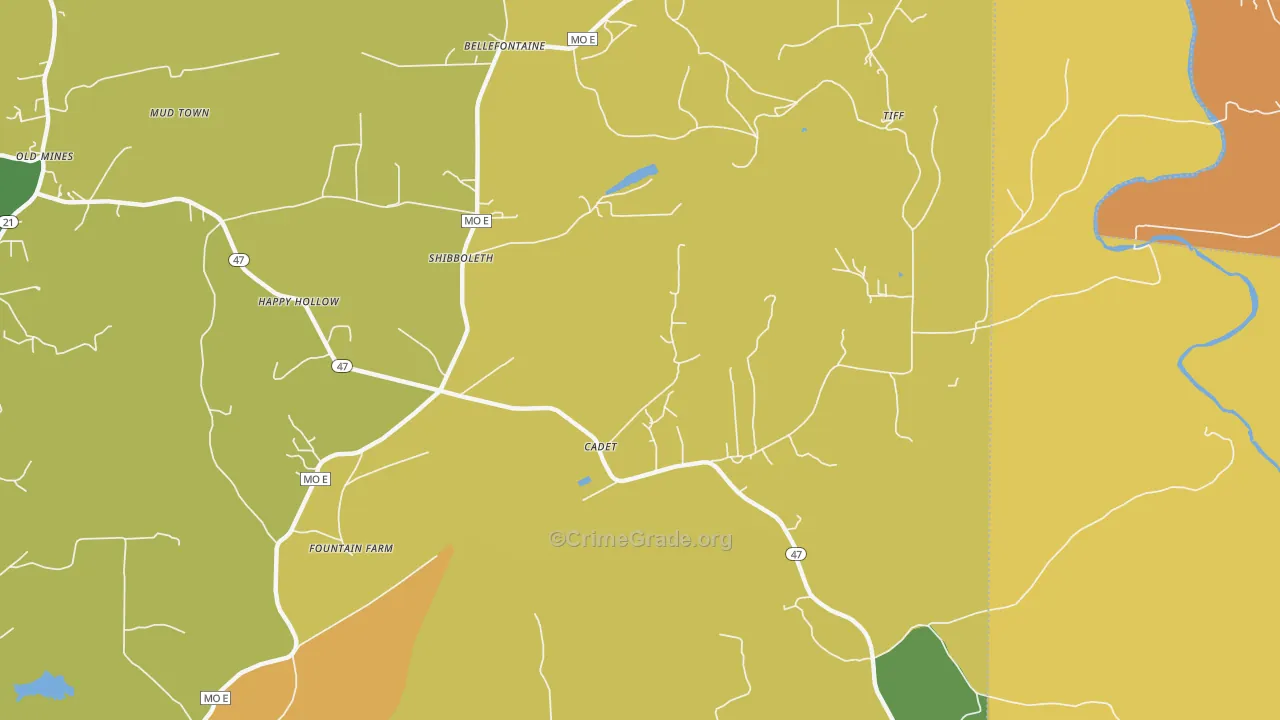 Shibboleth, MO Map of Burglary Rates