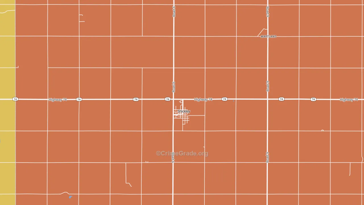 Shickley, NE Map of Burglary Rates