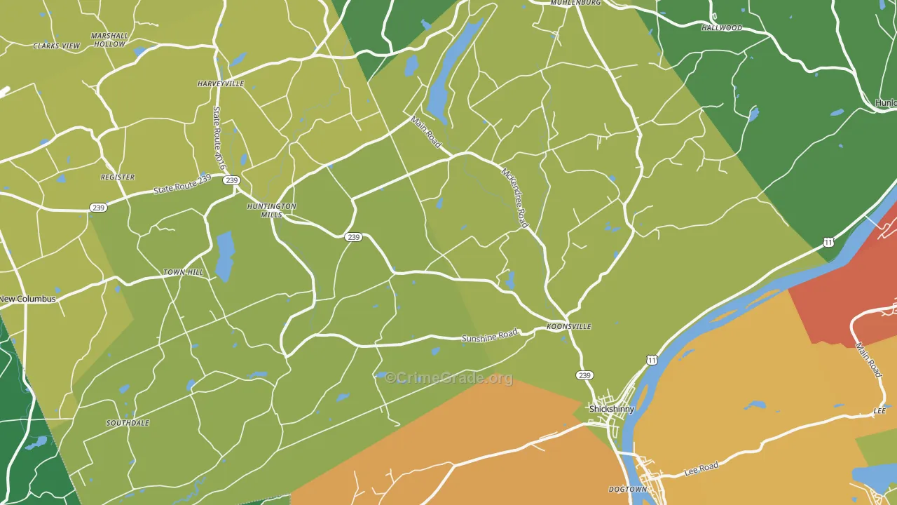 Shickshinny, PA Map of Burglary Rates