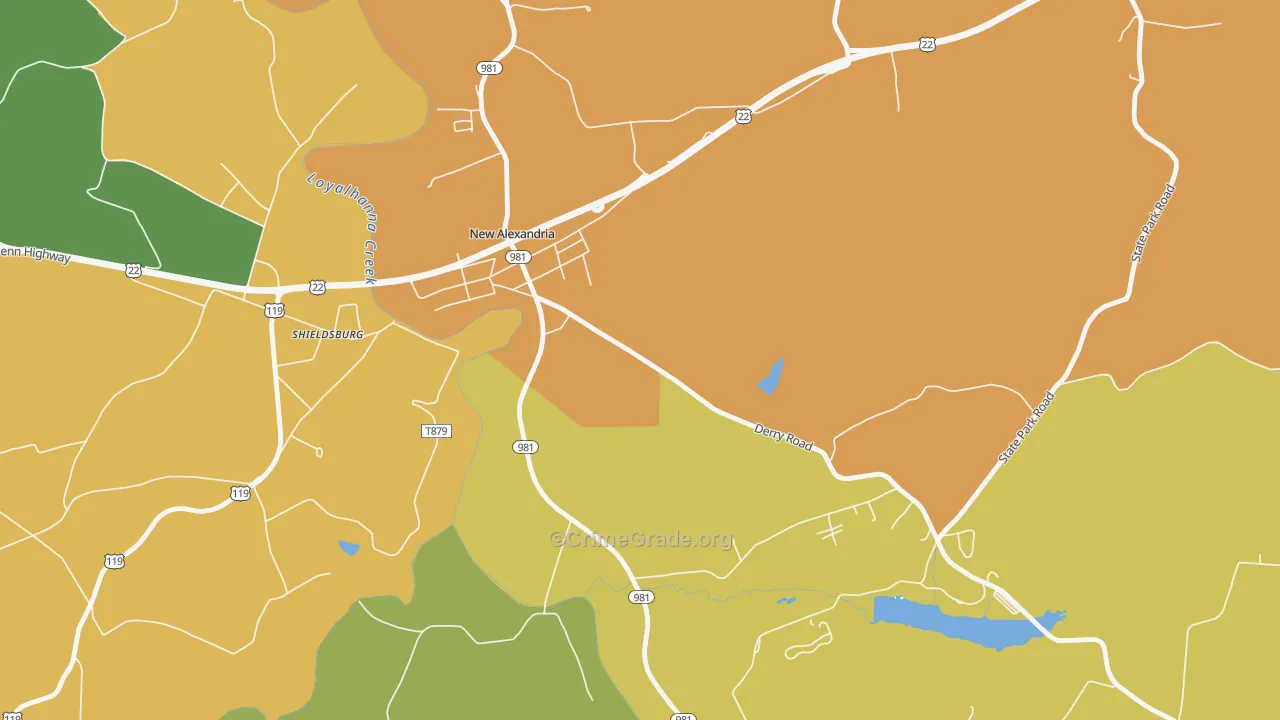 Shieldsburg, PA Map of Burglary Rates