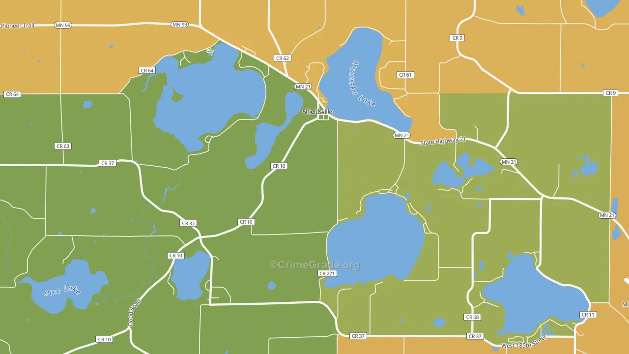Shieldsville, MN Map of Burglary Rates