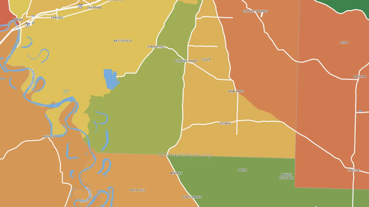 Shiloh, AR Map of Burglary Rates