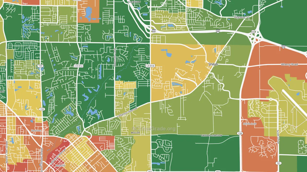 Shiloh, IL Map of Burglary Rates