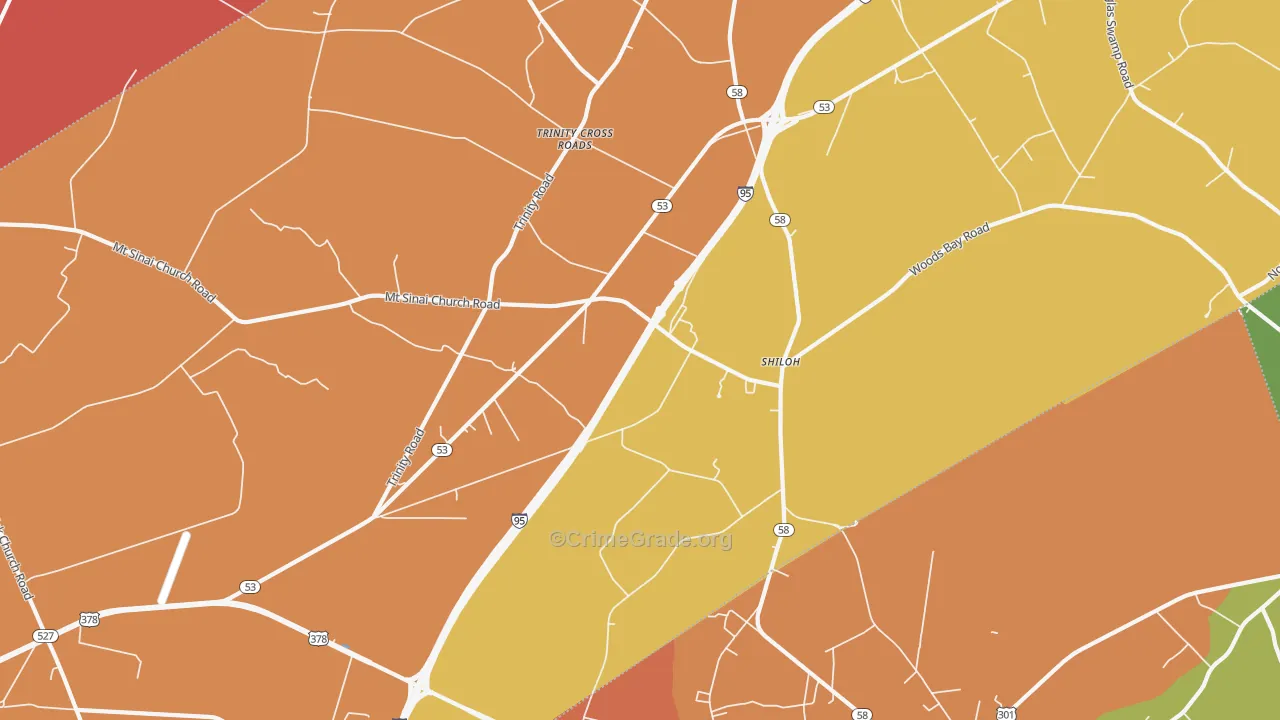 Shiloh, SC Map of Burglary Rates
