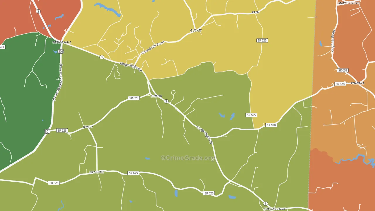 Shiloh, VA Map of Burglary Rates
