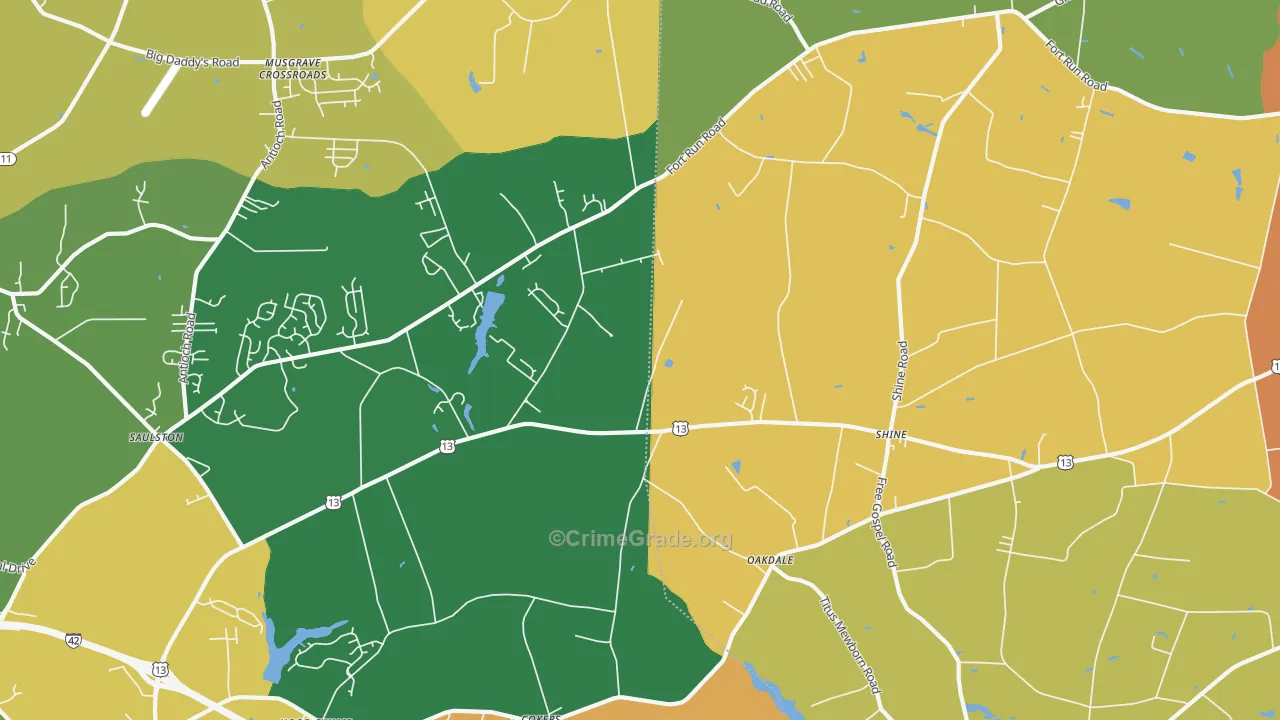 Shines Crossroads, NC Map of Burglary Rates