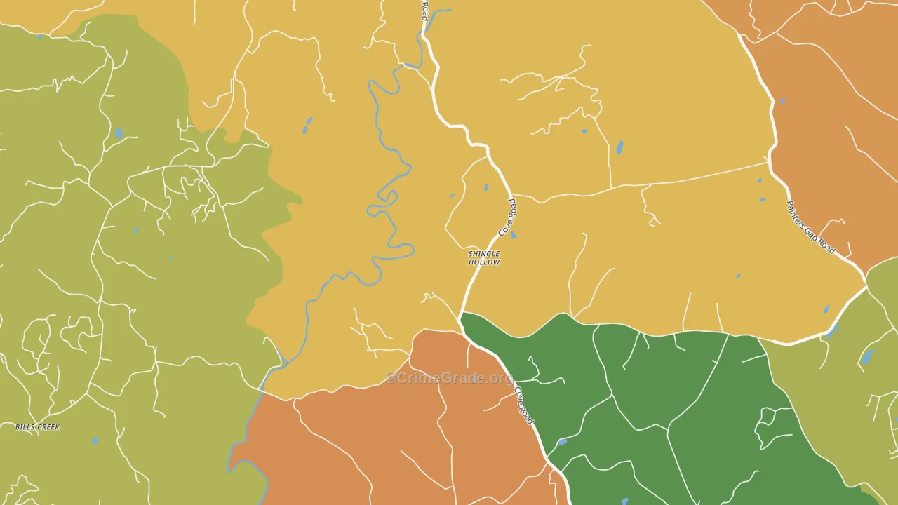 Shingle Hollow, NC Map of Burglary Rates