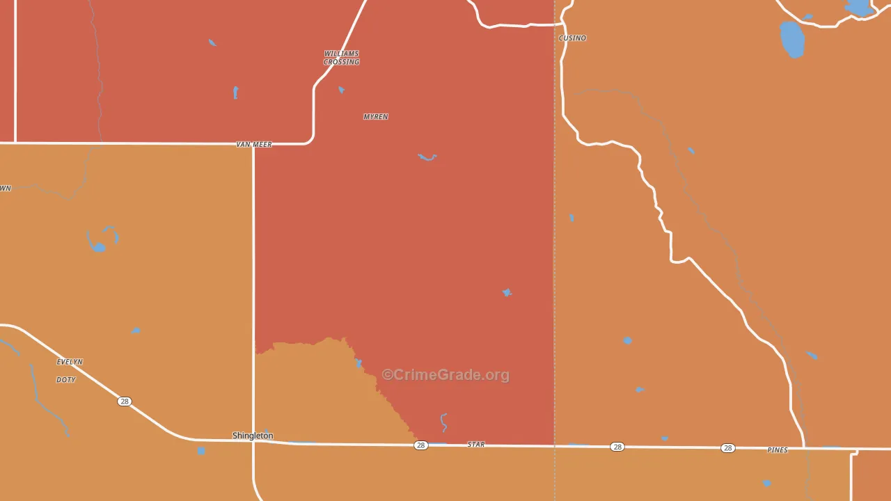 Shingleton, MI Map of Burglary Rates