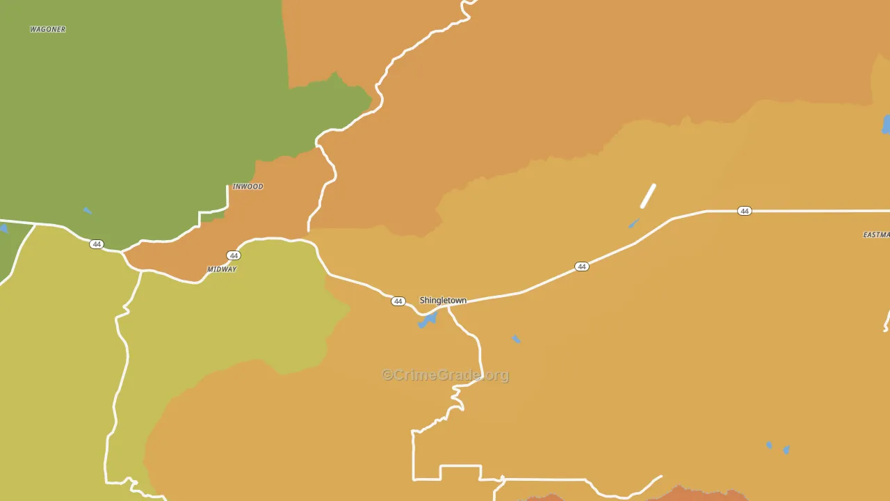Shingletown, CA Map of Burglary Rates