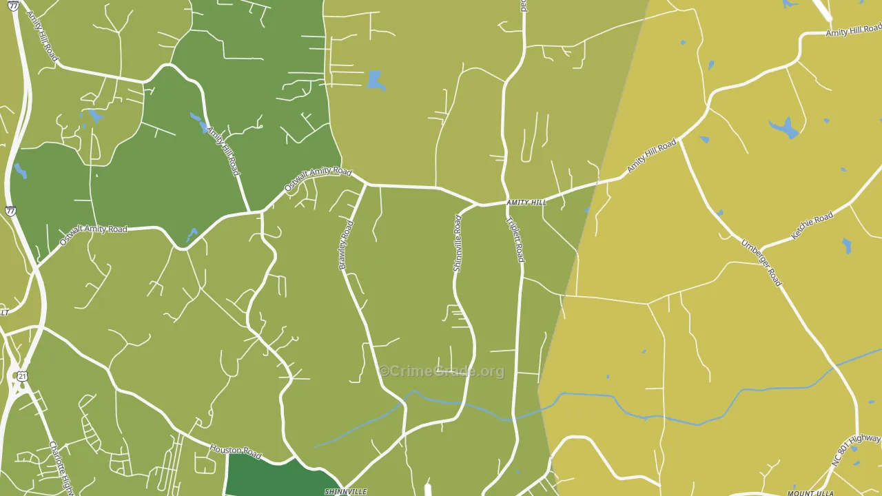 Shinnville, NC Map of Burglary Rates