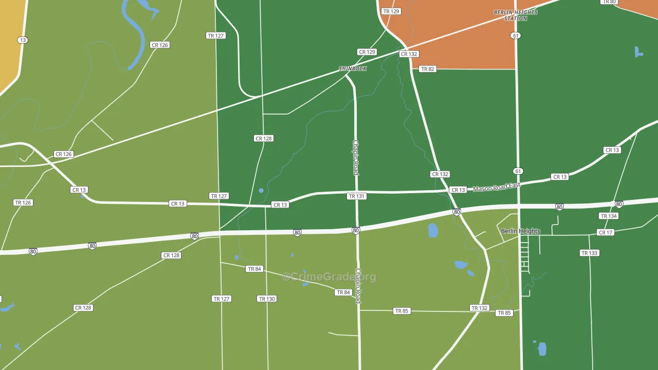 Shinrock, OH Map of Burglary Rates
