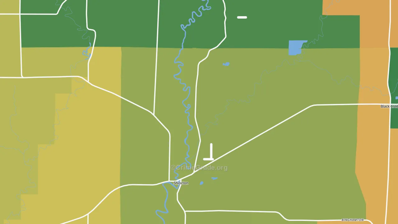 Shiocton, WI Map of Burglary Rates