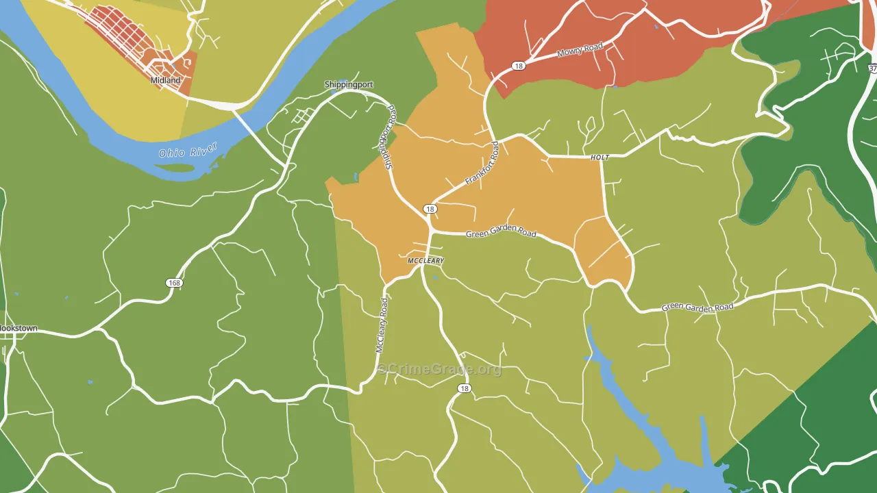 Shippingport, PA Map of Burglary Rates