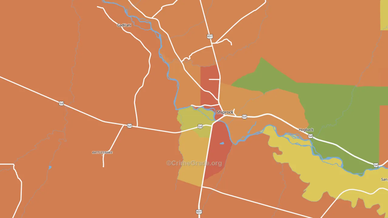 Shiprock, NM Map of Burglary Rates