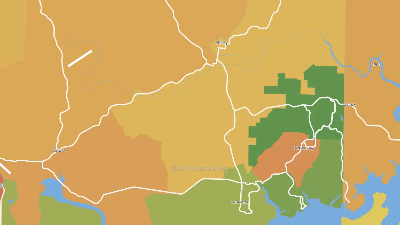 Shirley, AR Map of Burglary Rates