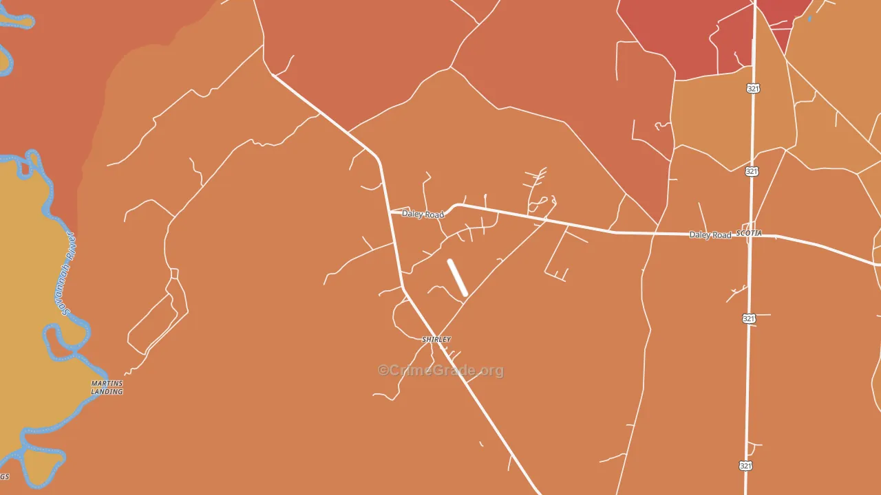 Shirley, SC Map of Burglary Rates