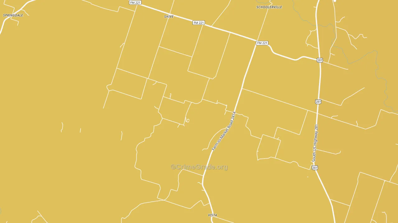 Shive, TX Map of Burglary Rates