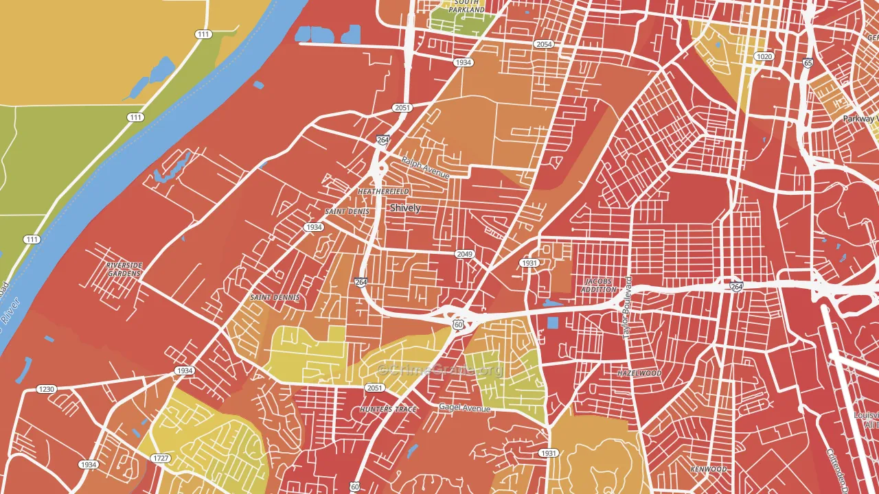 Shively, KY Map of Burglary Rates