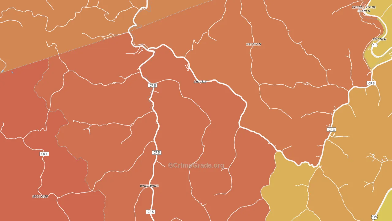 Shively, WV Map of Burglary Rates