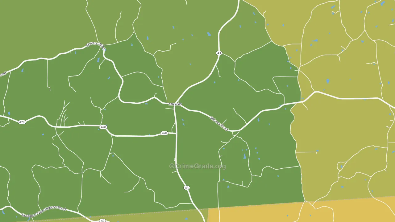 Shivers, MS Map of Burglary Rates