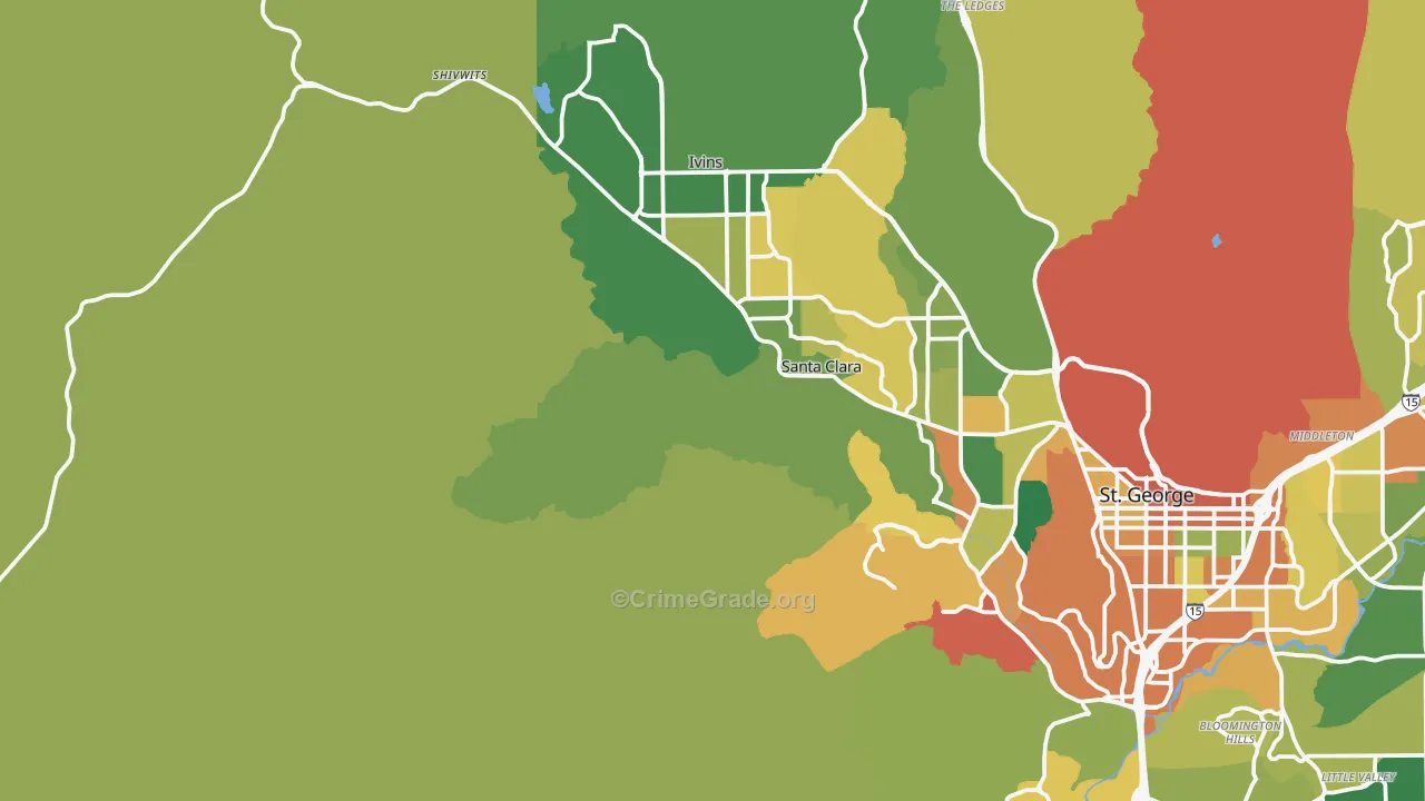 Shivwits, UT Map of Burglary Rates