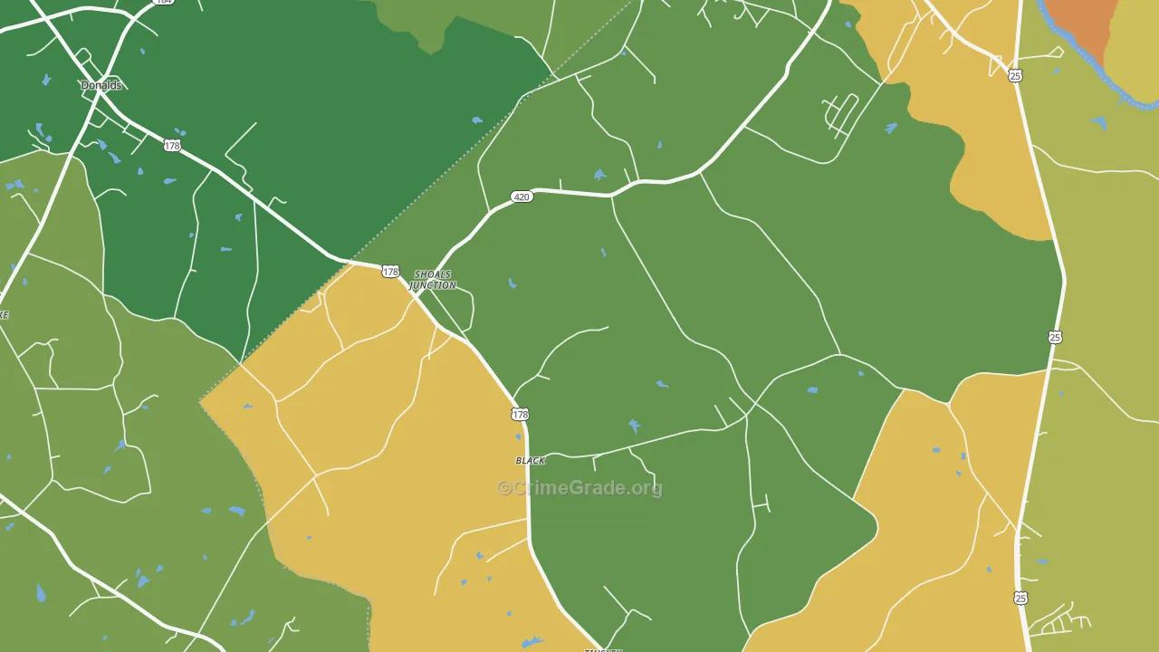 Shoals Junction, SC Map of Burglary Rates