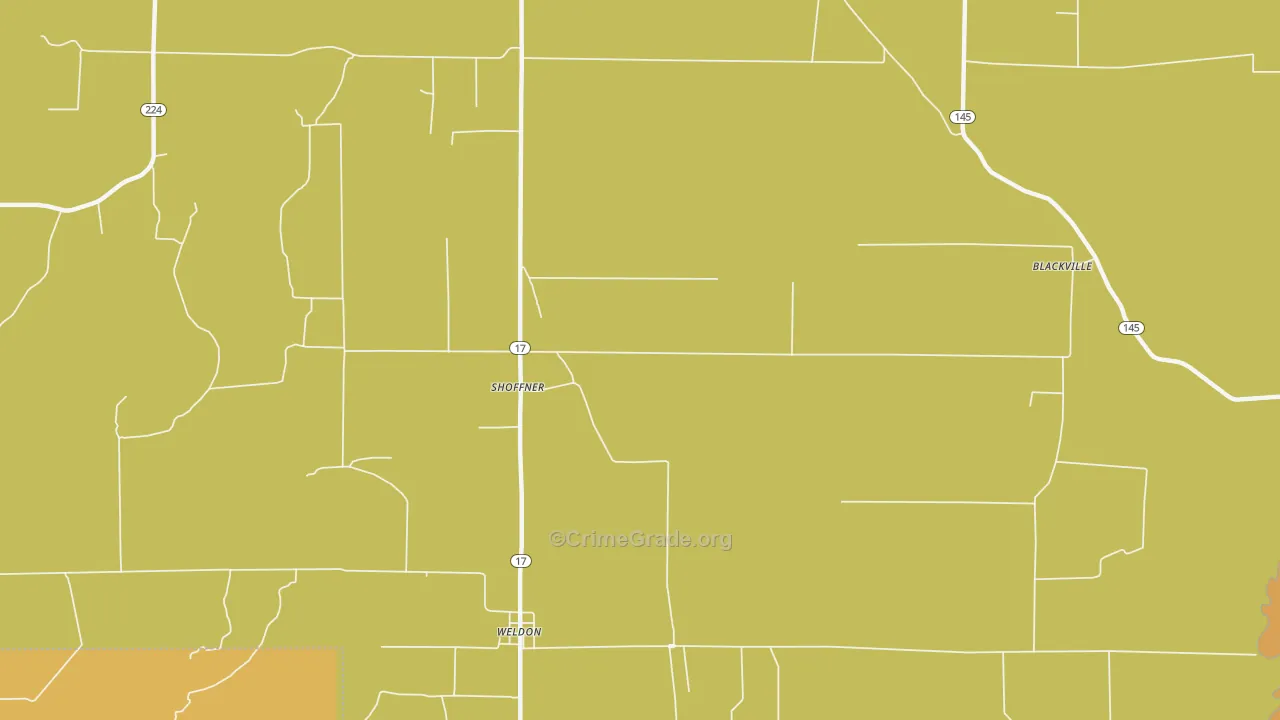 Shoffner, AR Map of Burglary Rates