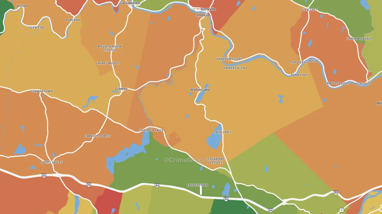 Shohola, PA Map of Burglary Rates