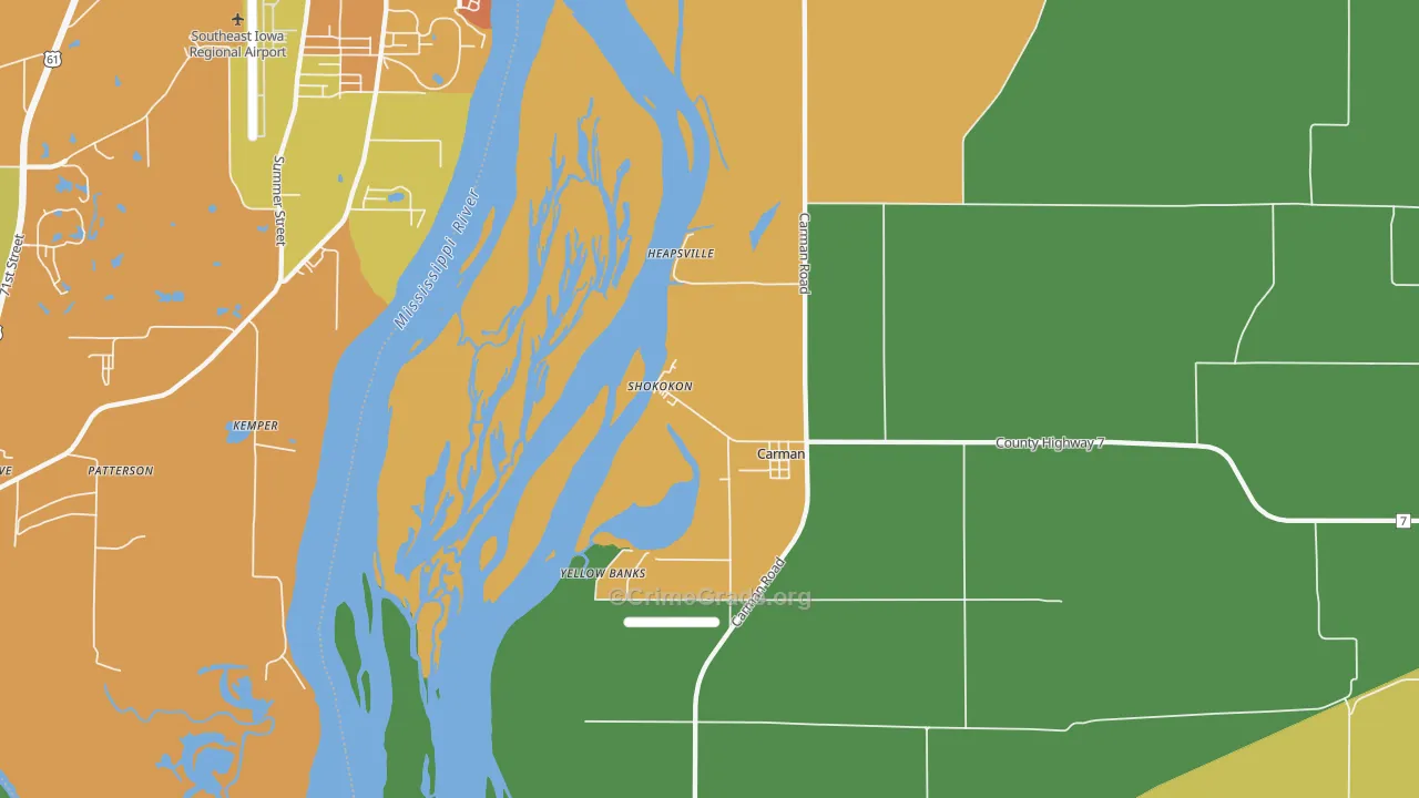 Shokokon, IL Map of Burglary Rates