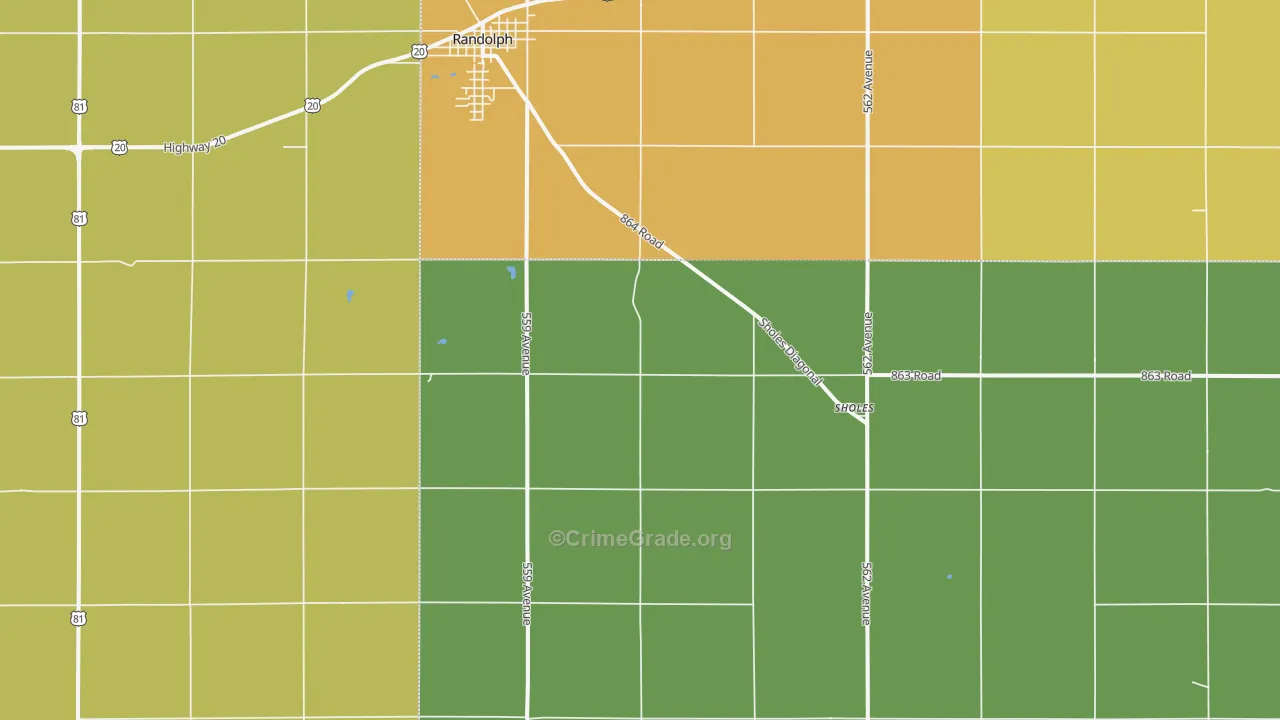 Sholes, NE Map of Burglary Rates
