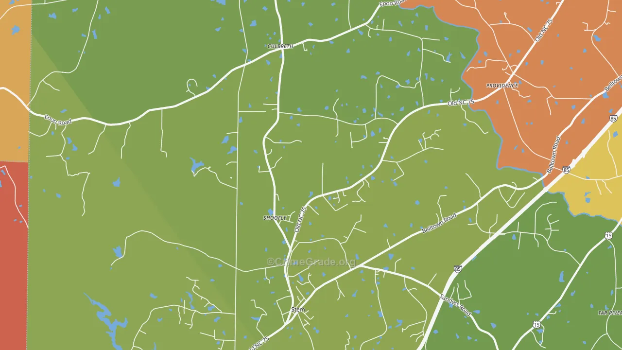 Shoofly, NC Map of Burglary Rates