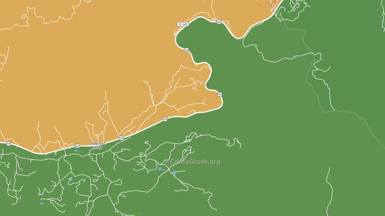 Shooting Creek, NC Map of Burglary Rates